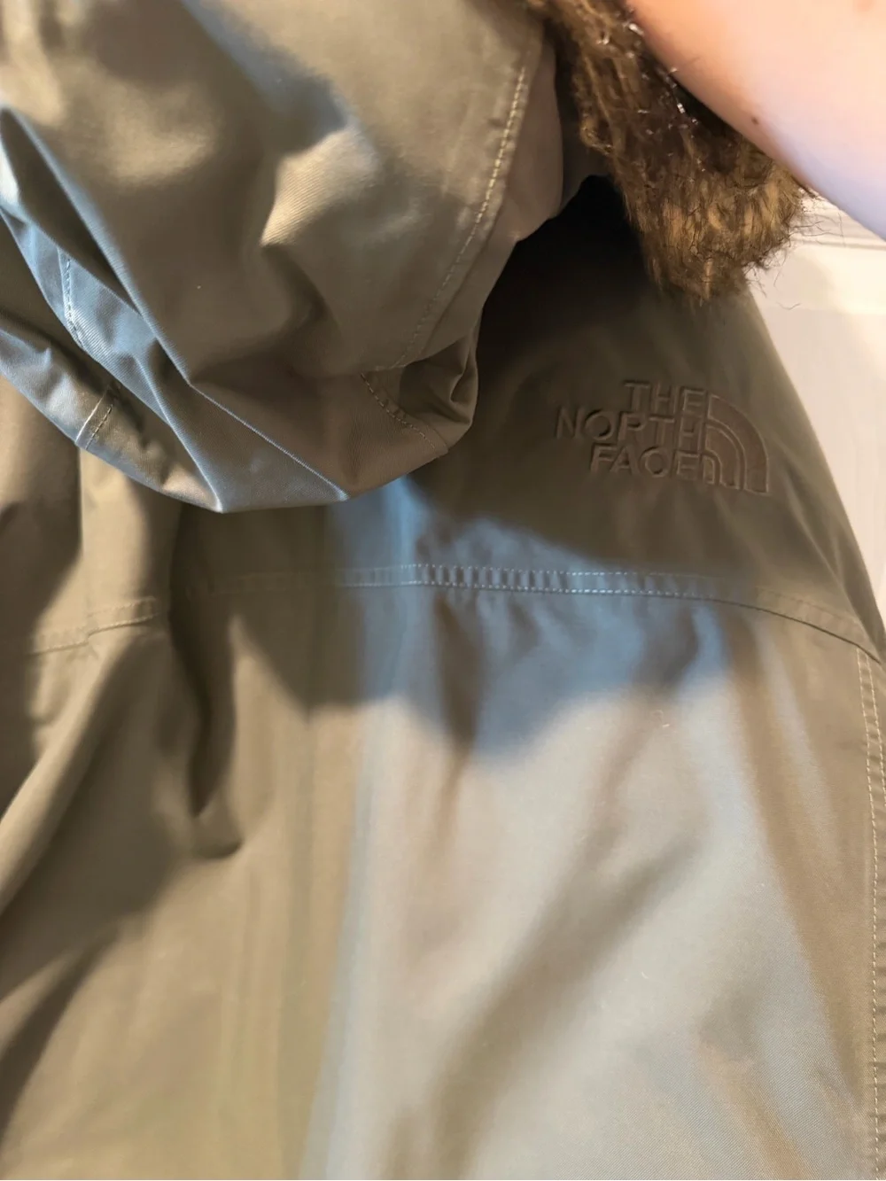 The North Face Men's Olive Green Insulated Parka with Faux-Fur Hood